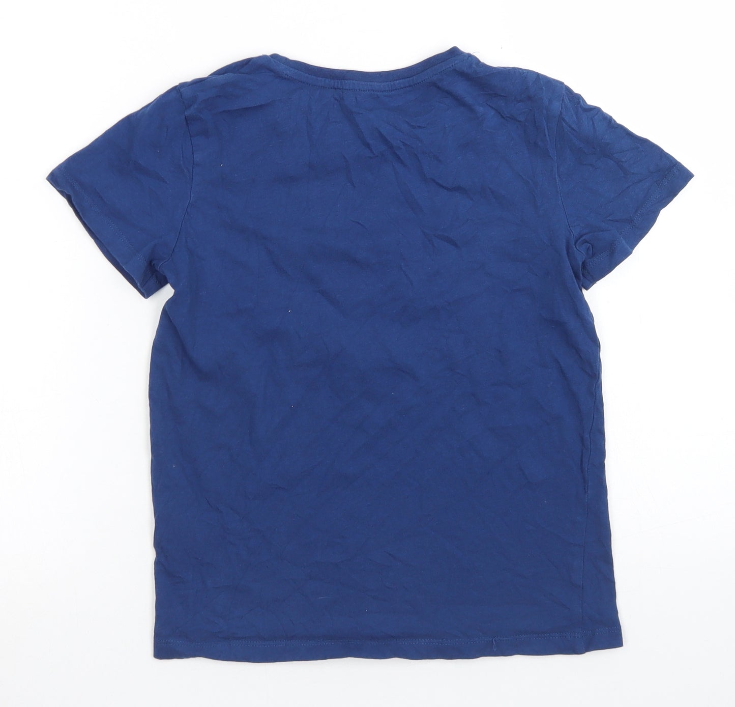 Lily & Dan Boys Blue  Cotton Basic T-Shirt Size 9-10 Years Crew Neck  - Monster