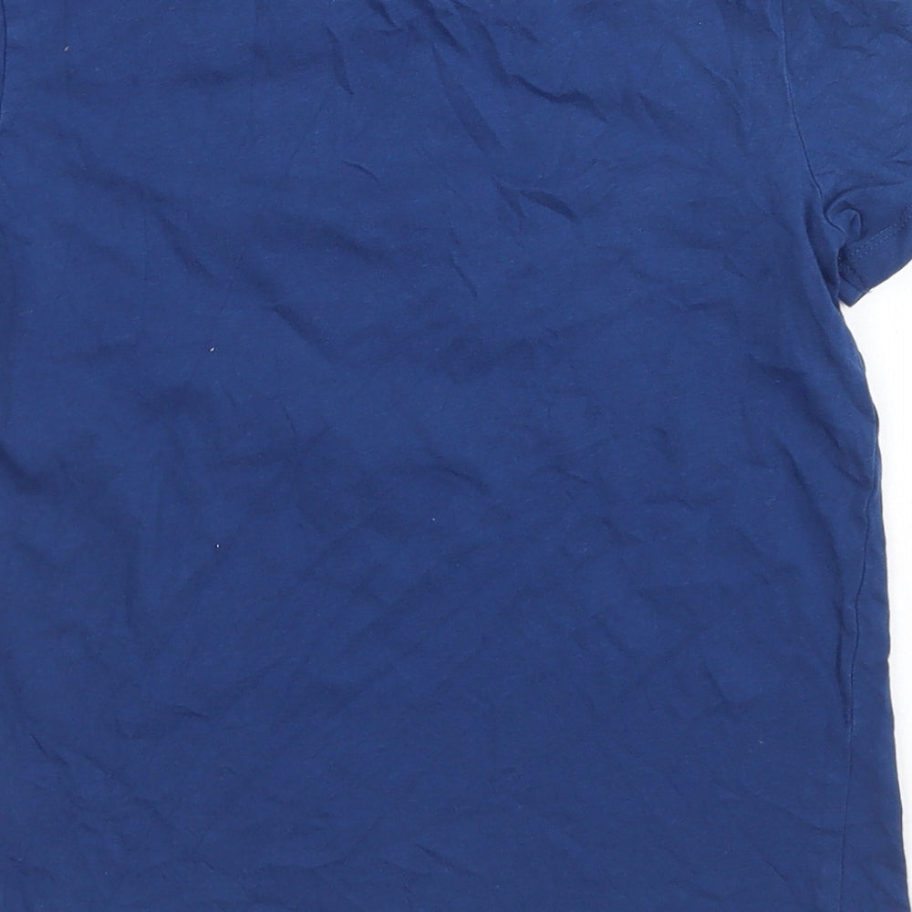 Lily & Dan Boys Blue  Cotton Basic T-Shirt Size 9-10 Years Crew Neck  - Monster