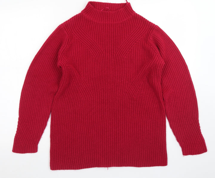 Damart Womens Purple Mock Neck Acrylic Pullover Jumper Size 14