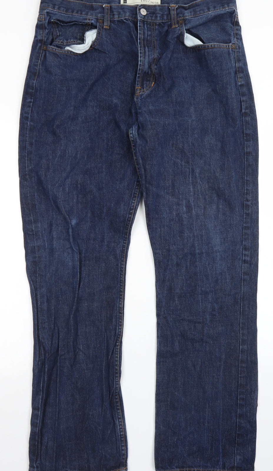 Gap Mens Blue  Cotton Straight Jeans Size 36 in L34 in Regular Button