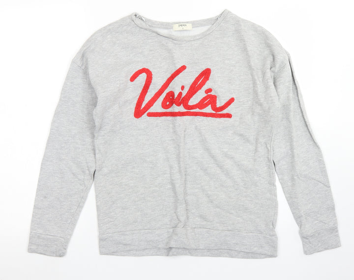 Papaya Womens Grey Cotton Pullover Sweatshirt Size S