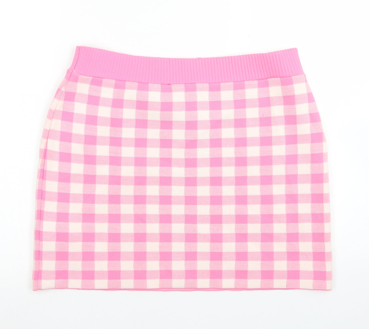 Primark Womens Pink Check Acrylic A-Line Skirt Size L