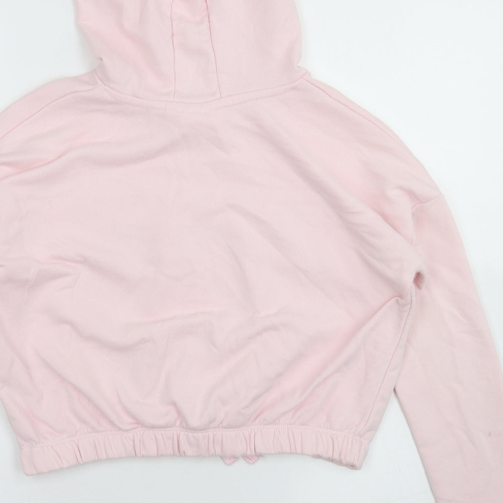 Primark Girls Pink  Cotton Pullover Hoodie Size 10-11 Years   - Cropped