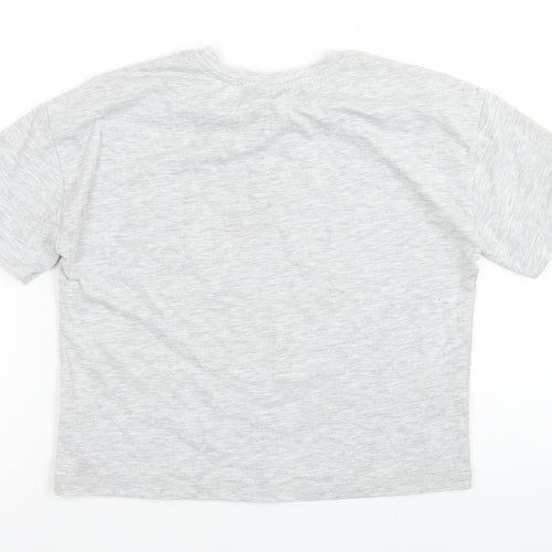George Girls Grey  Polyester Basic T-Shirt Size 12 Years Crew Neck