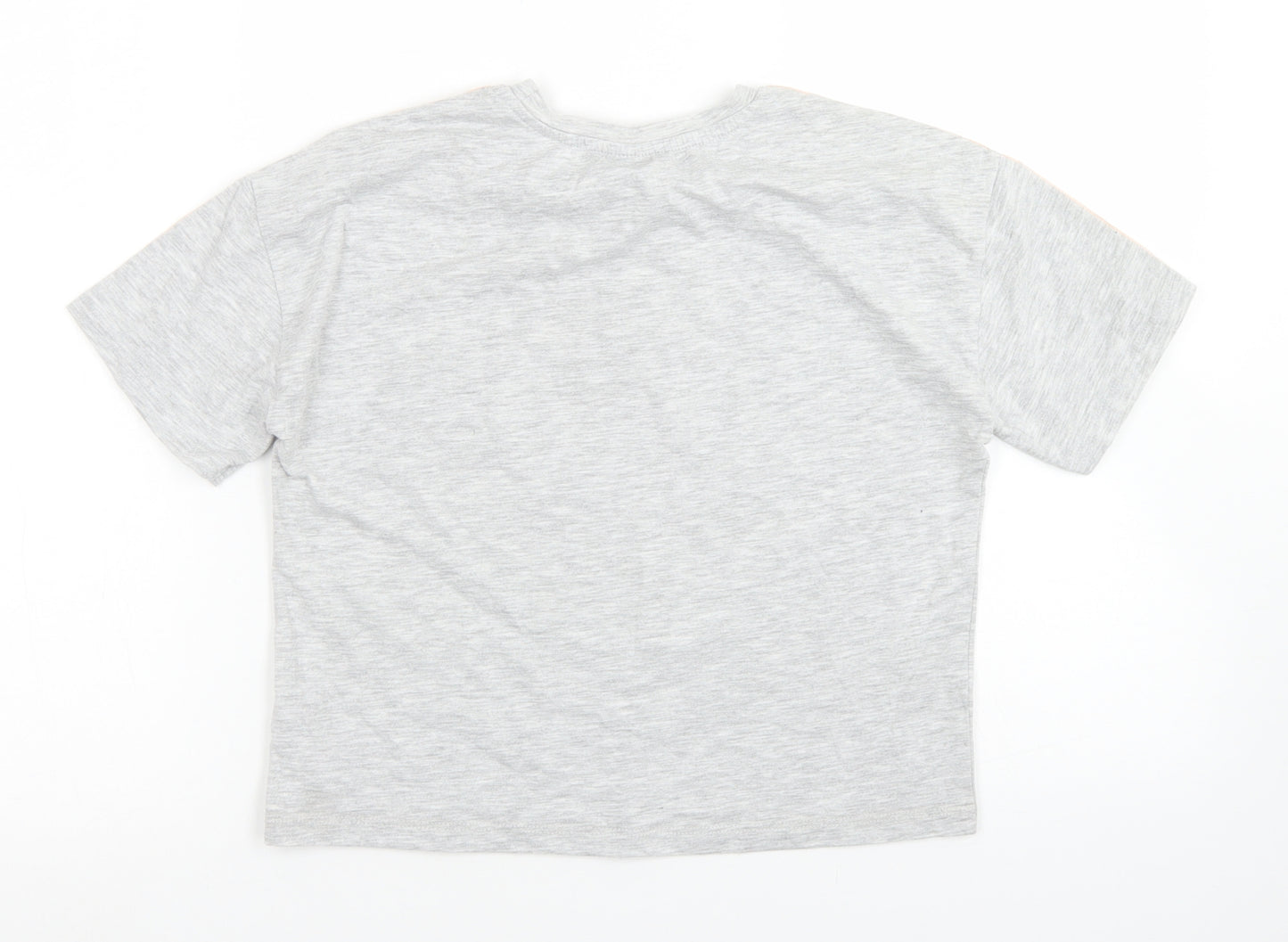 George Girls Grey  Polyester Basic T-Shirt Size 12 Years Crew Neck