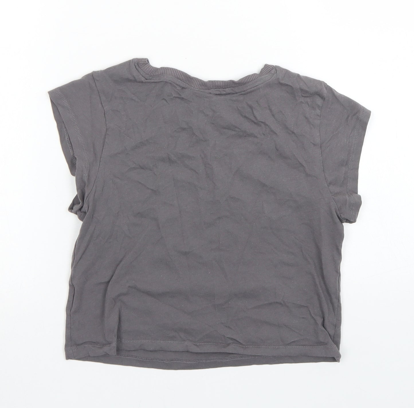 Divided Womens Grey  Cotton Cropped T-Shirt Size S Crew Neck - Kennedy Space Centre