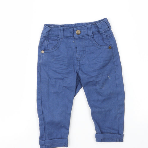 F&F Boys Blue  Cotton Capri Jeans Size 6-9 Months  Button