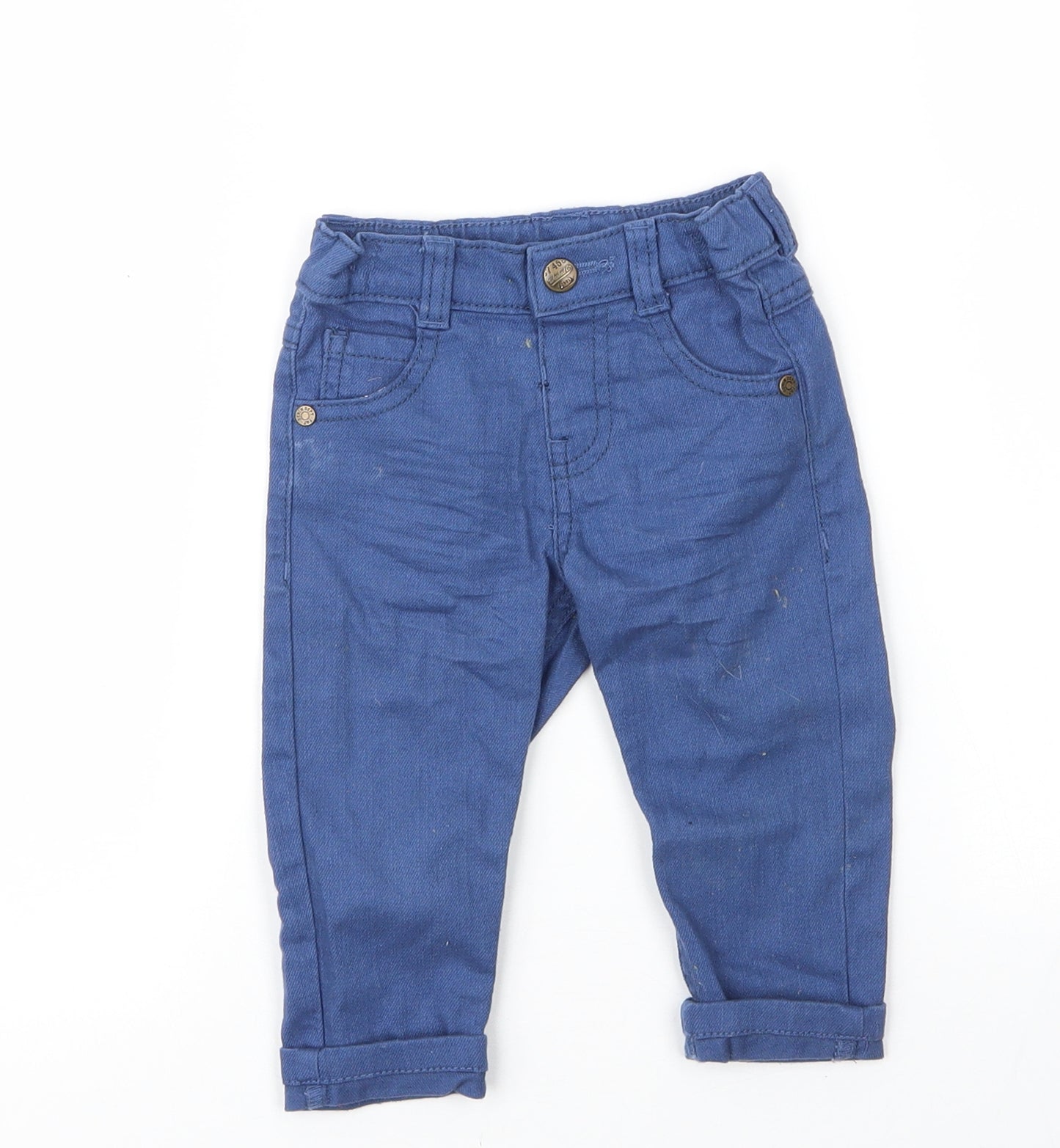F&F Boys Blue  Cotton Capri Jeans Size 6-9 Months  Button