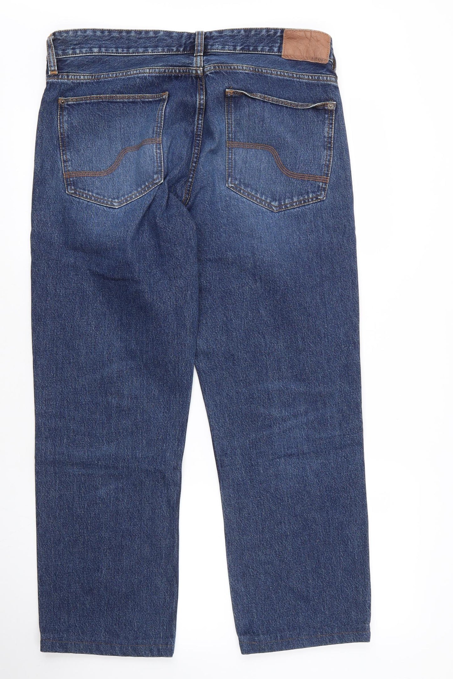 Fat Face Mens Blue  Cotton Straight Jeans Size 36 in L25 in Regular Zip