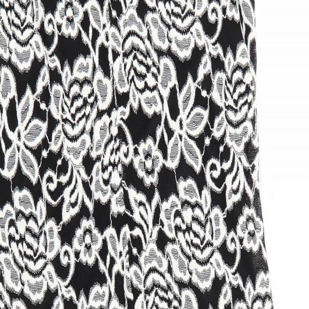 Roman Womens Black Floral Polyester Shift  Size 12  Round Neck