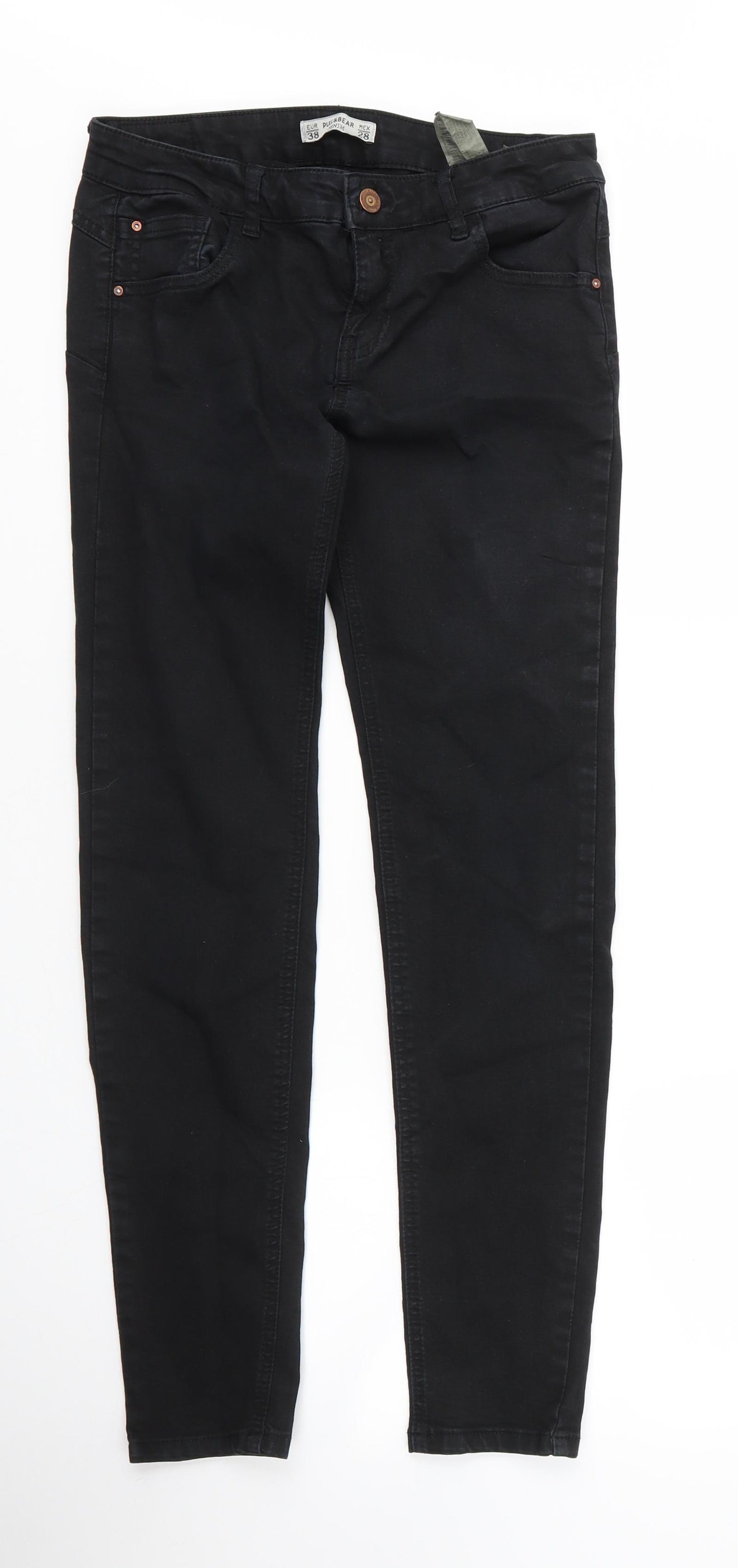Pull&Bear Womens Black  Cotton Skinny Jeans Size 28 in L27 in Regular Zip