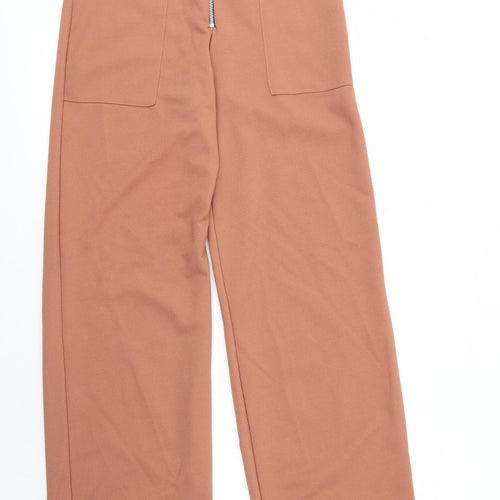 PRETTYLITTLETHING Womens Beige  Polyester Trousers  Size 10 L33 in Regular Zip