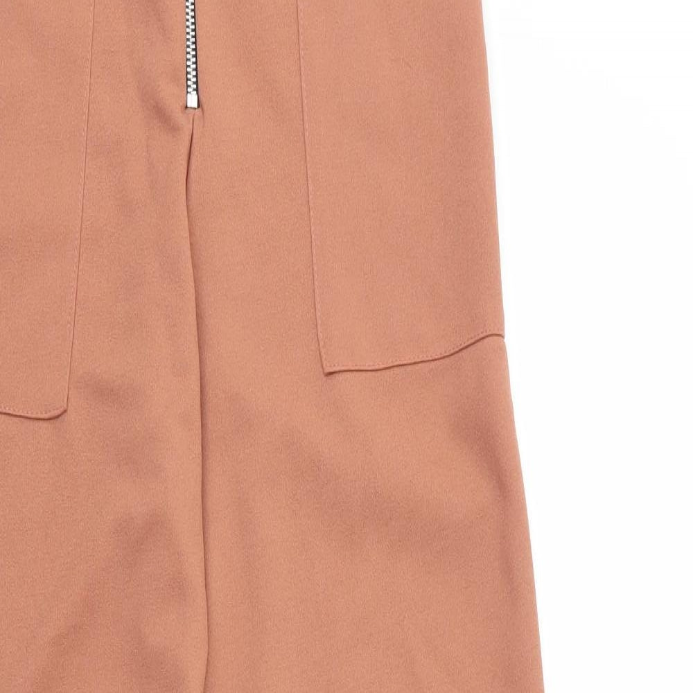 PRETTYLITTLETHING Womens Beige  Polyester Trousers  Size 10 L33 in Regular Zip