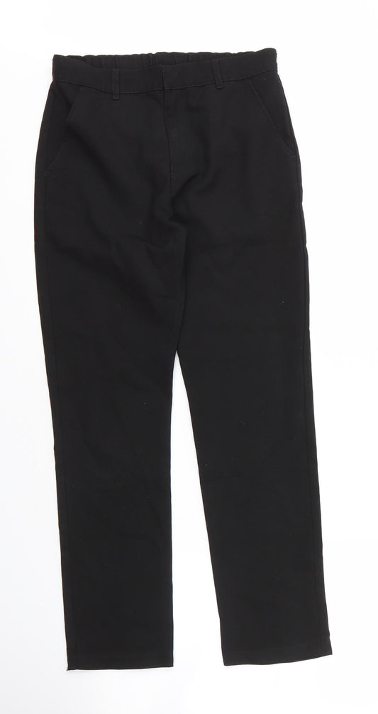Front view of F&F boys’ black viscose carpenter trousers, size 11, years, 26-inch leg regular zip