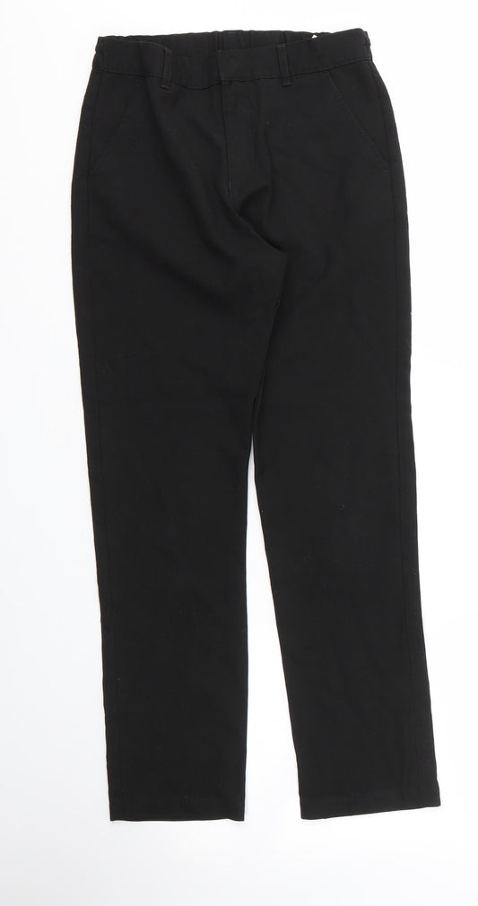 Front view of F&F boys’ black viscose carpenter trousers, size 11, years, 24-inch leg regular zip