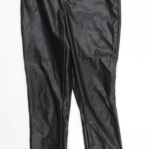 Missguided Womens Black  Polyurethane Carrot Trousers Size 10 L28 in Regular Zip