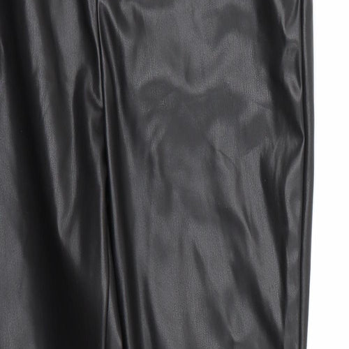 Missguided Womens Black  Polyurethane Carrot Trousers Size 10 L28 in Regular Zip
