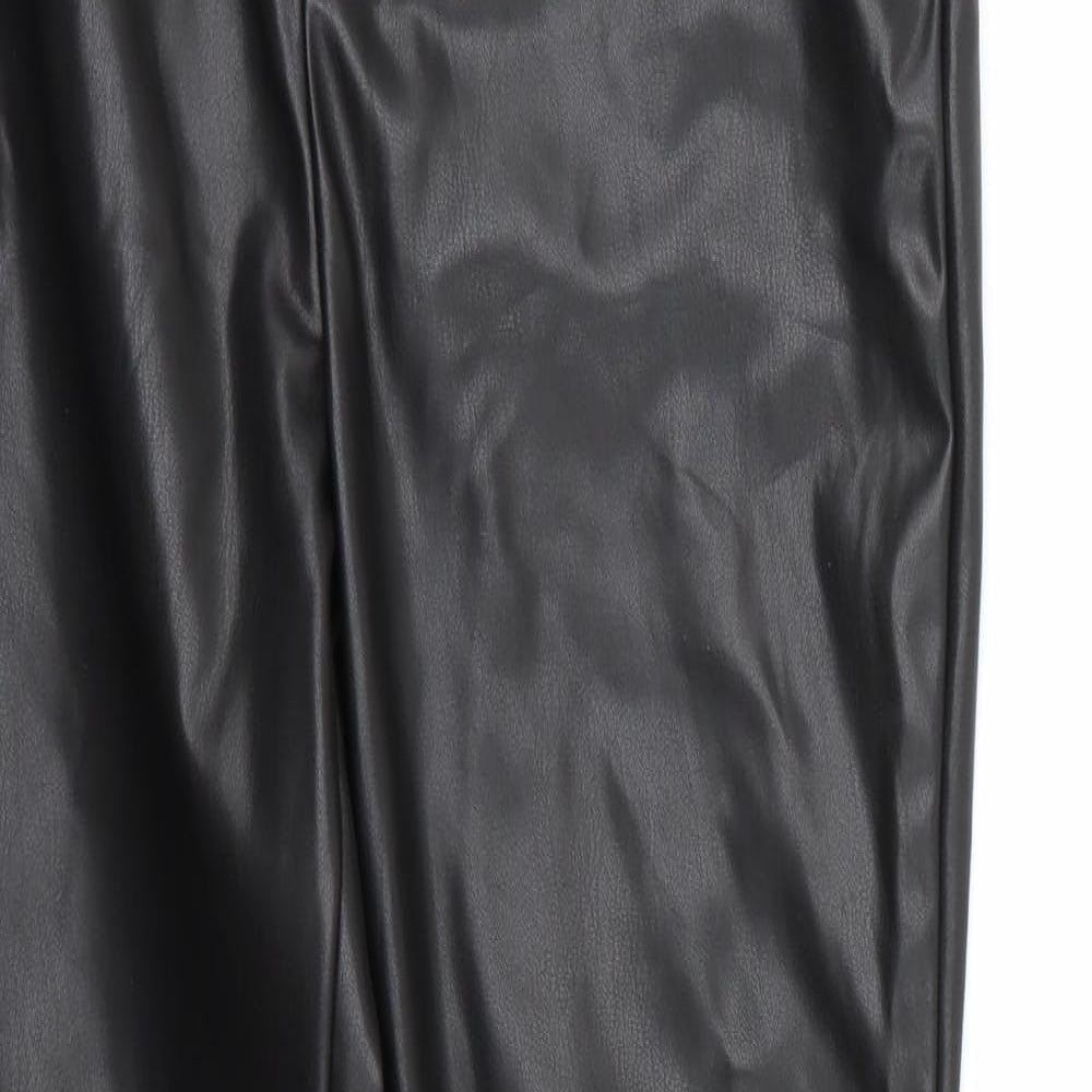 Missguided Womens Black  Polyurethane Carrot Trousers Size 10 L28 in Regular Zip