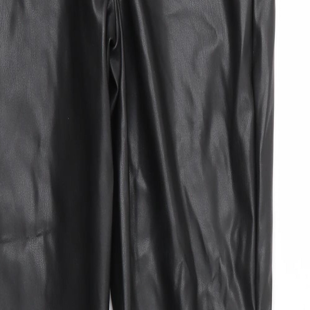 Missguided Womens Black  Polyurethane Carrot Trousers Size 10 L28 in Regular Zip