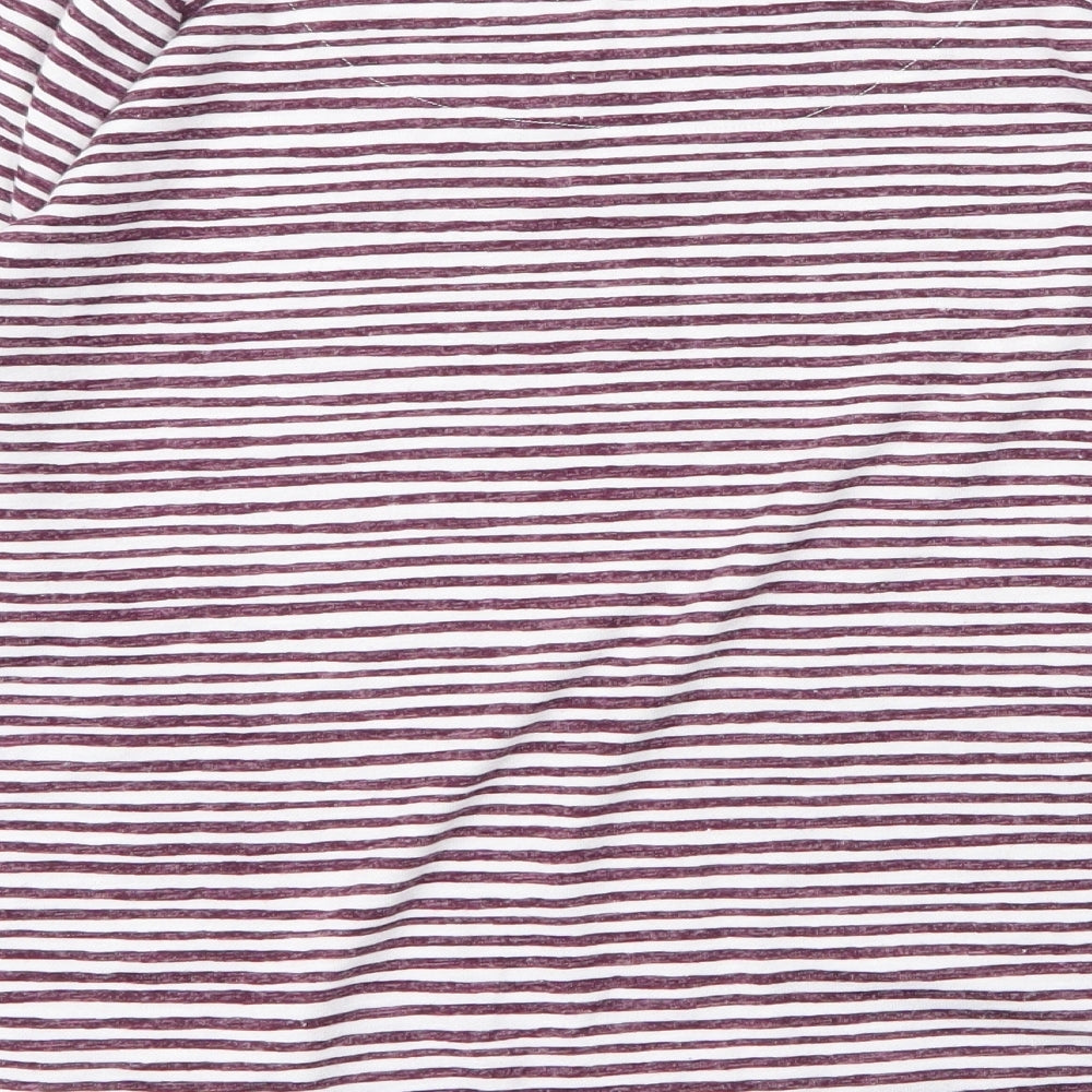 M&S Womens Purple Striped Viscose Basic T-Shirt Size 18 Round Neck