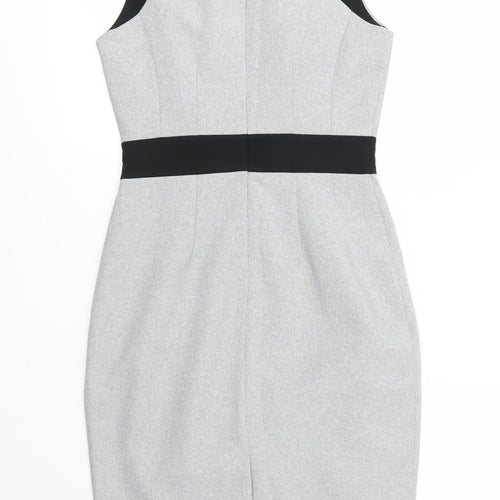 Dorothy Perkins Womens Grey  Polyester Sheath  Size 8  Square Neck Zip
