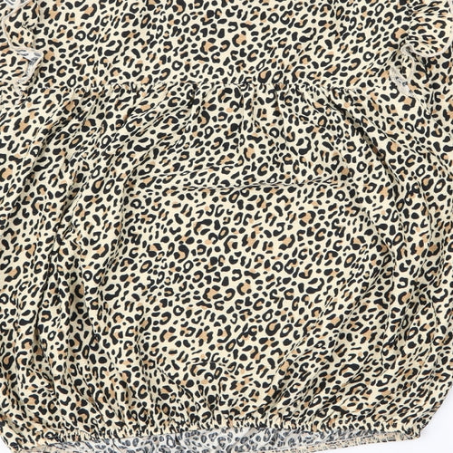 Dorothy Perkins Womens Beige Animal Print Polyester Basic Blouse Size 6 Mock Neck - Leopard print