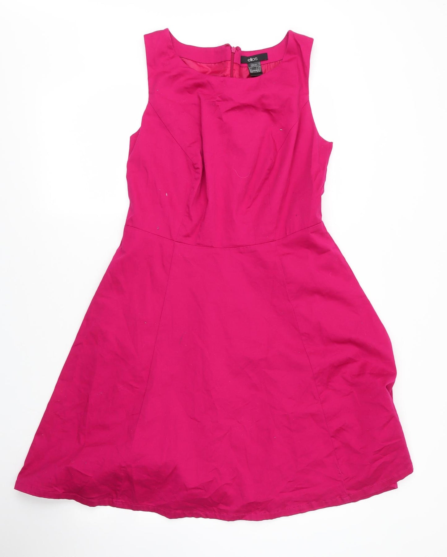 Ellos Womens Pink  Cotton A-Line  Size 12  Round Neck Zip