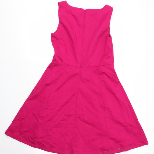Ellos Womens Pink  Cotton A-Line  Size 12  Round Neck Zip