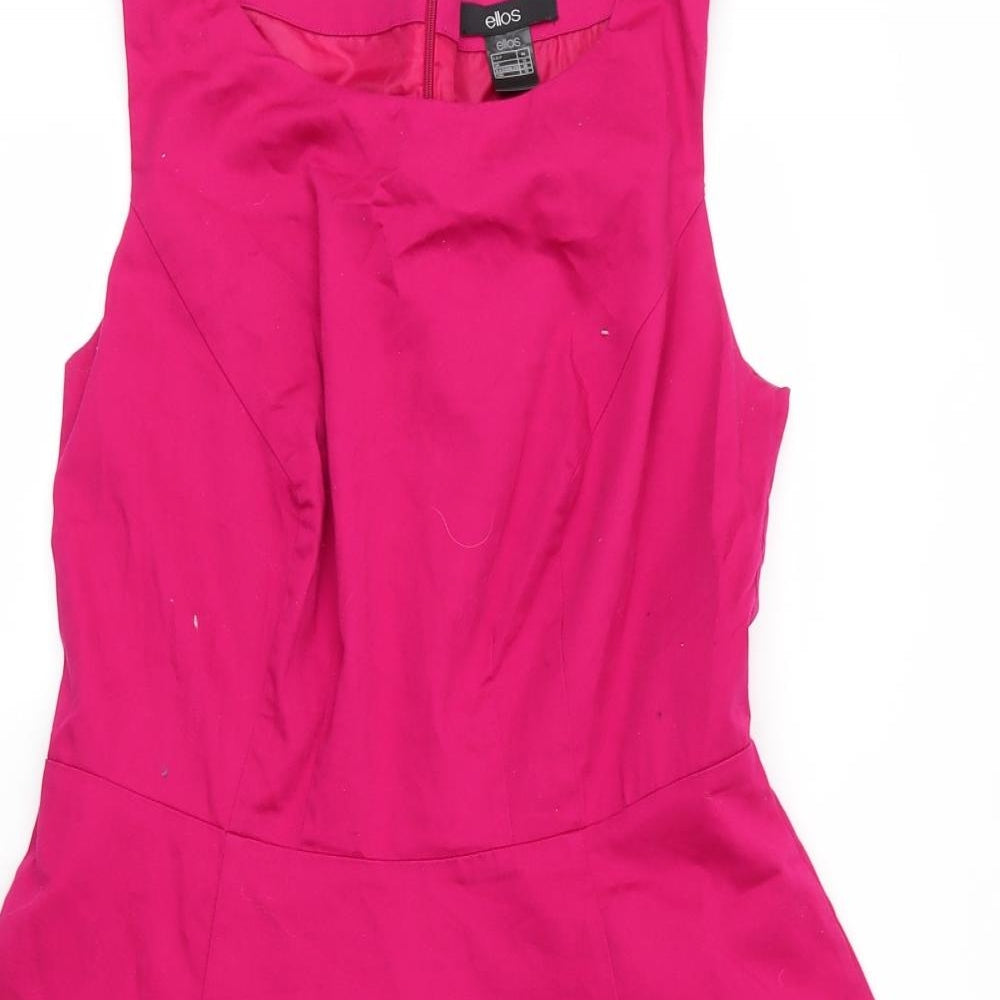 Ellos Womens Pink  Cotton A-Line  Size 12  Round Neck Zip