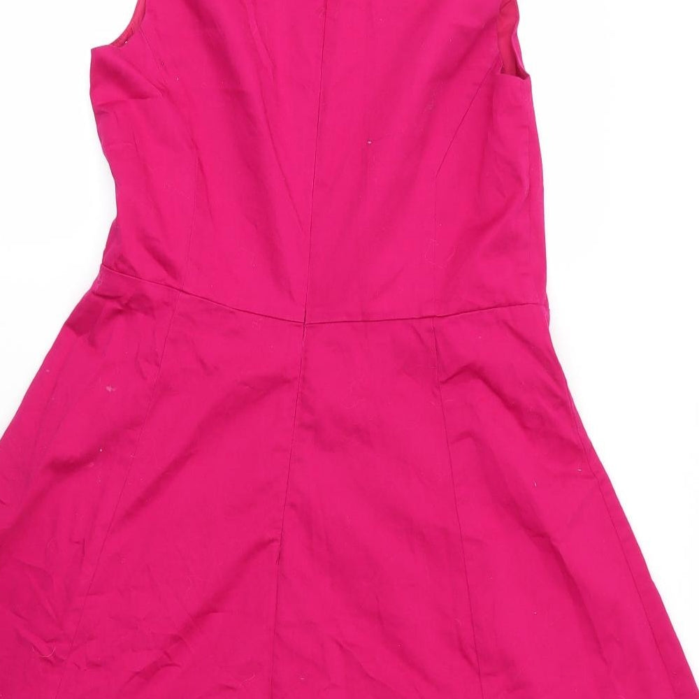 Ellos Womens Pink  Cotton A-Line  Size 12  Round Neck Zip