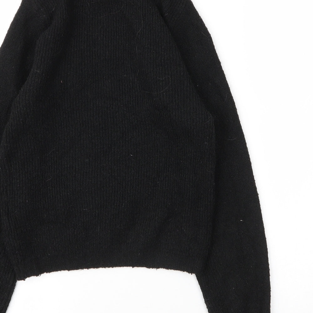 Topshop Womens Black Mock Neck  Acrylic Pullover Jumper Size S