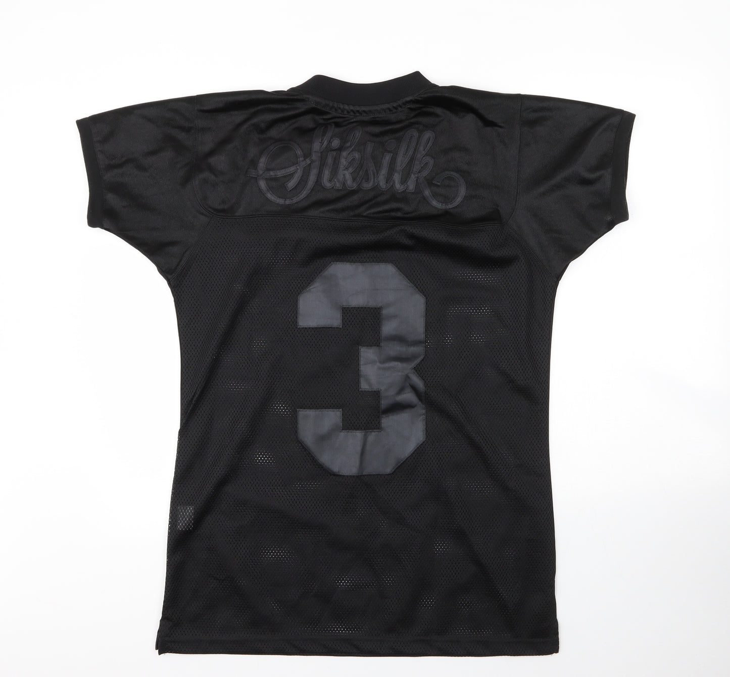 SikSilk Mens Black  Polyester Jersey T-Shirt Size L V-Neck