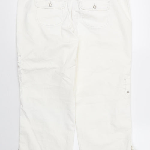 Gerry Weber Womens White  Cotton Capri Trousers Size 34 in L27 in Regular Zip