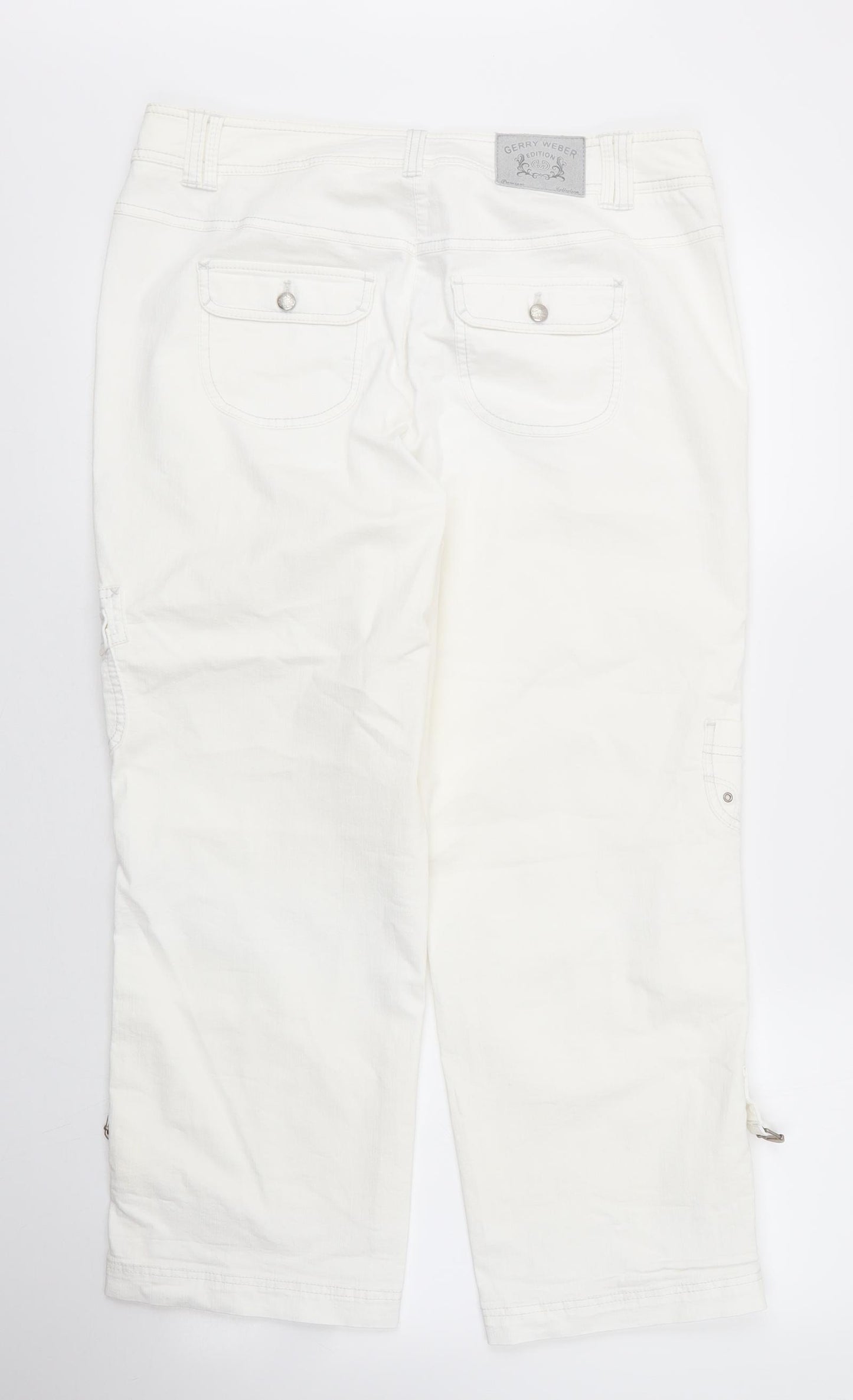Gerry Weber Womens White  Cotton Capri Trousers Size 34 in L27 in Regular Zip