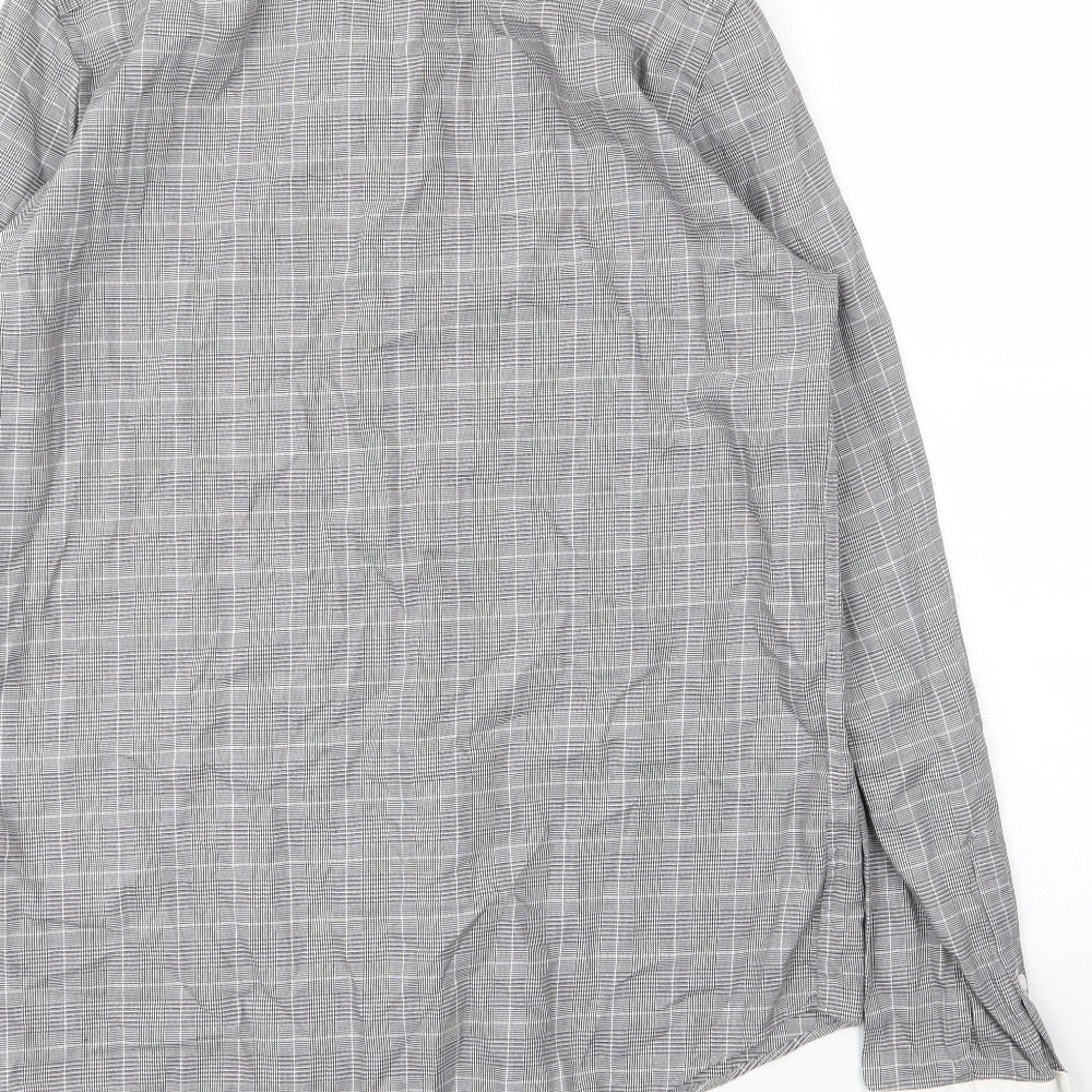 Limehaus Mens Grey Plaid Cotton  Button-Up Size 15.5 Collared Button