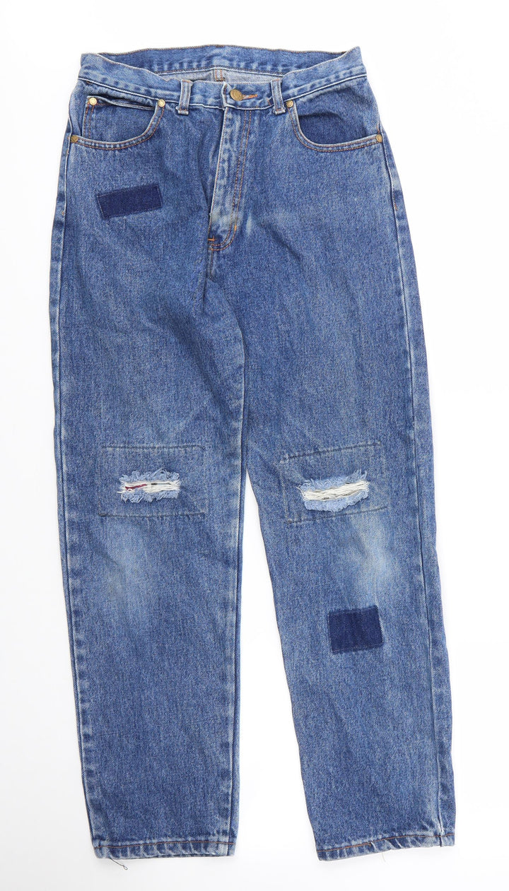 Europa Womens Blue Cotton Mom Jeans Size 28 in L28 in Regular Zip