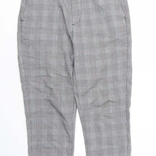 ONLY & SONS Womens Grey Plaid Viscose Capri Trousers Size 8 L25 in Regular Zip