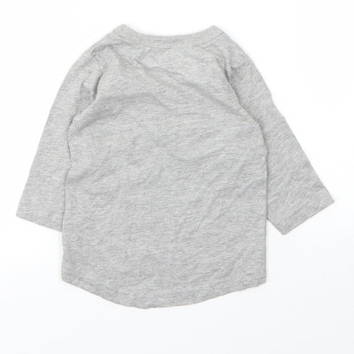 NEXT Boys Grey  Cotton Basic T-Shirt Size 6-9 Months Round Neck