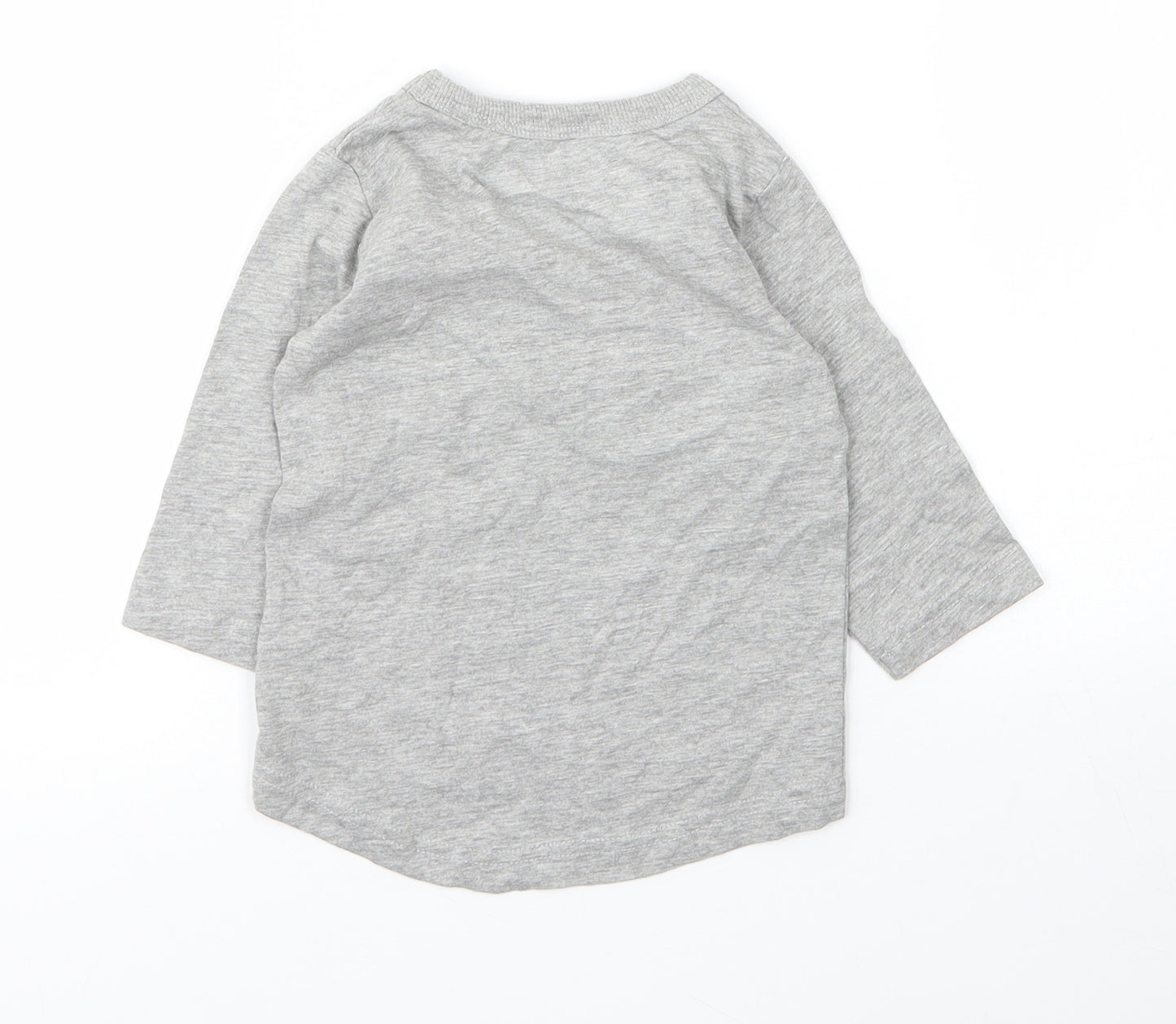 NEXT Boys Grey  Cotton Basic T-Shirt Size 6-9 Months Round Neck