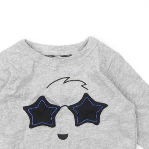 NEXT Boys Grey  Cotton Basic T-Shirt Size 6-9 Months Round Neck