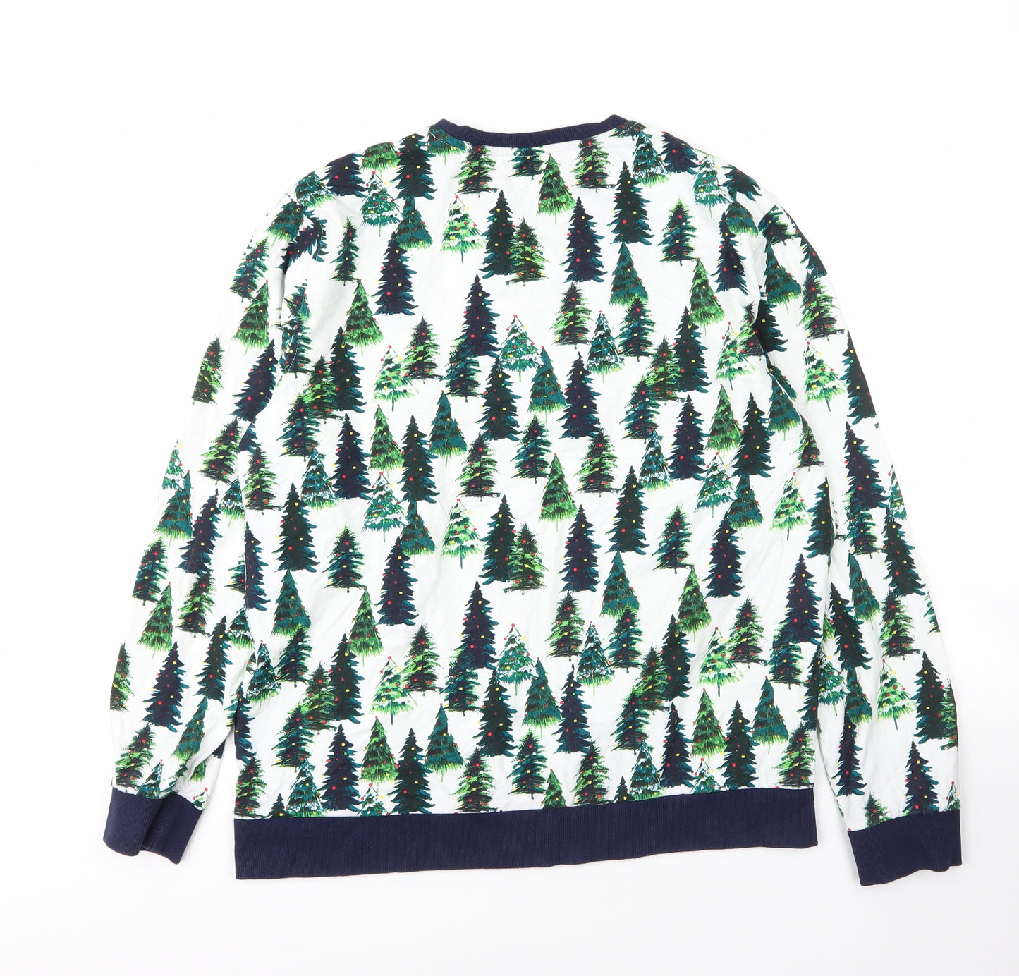 George Mens Blue Round Neck  Cotton Pullover Jumper Size L   - Christmas Pyjama