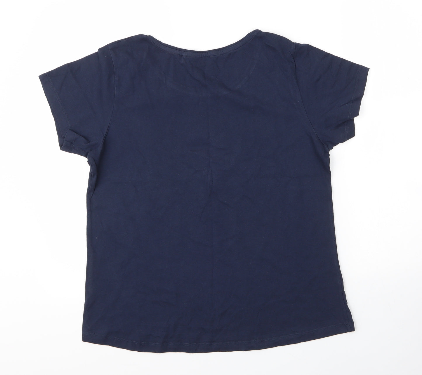 Craghoppers Womens Blue Floral Cotton Basic T-Shirt Size 16 Round Neck