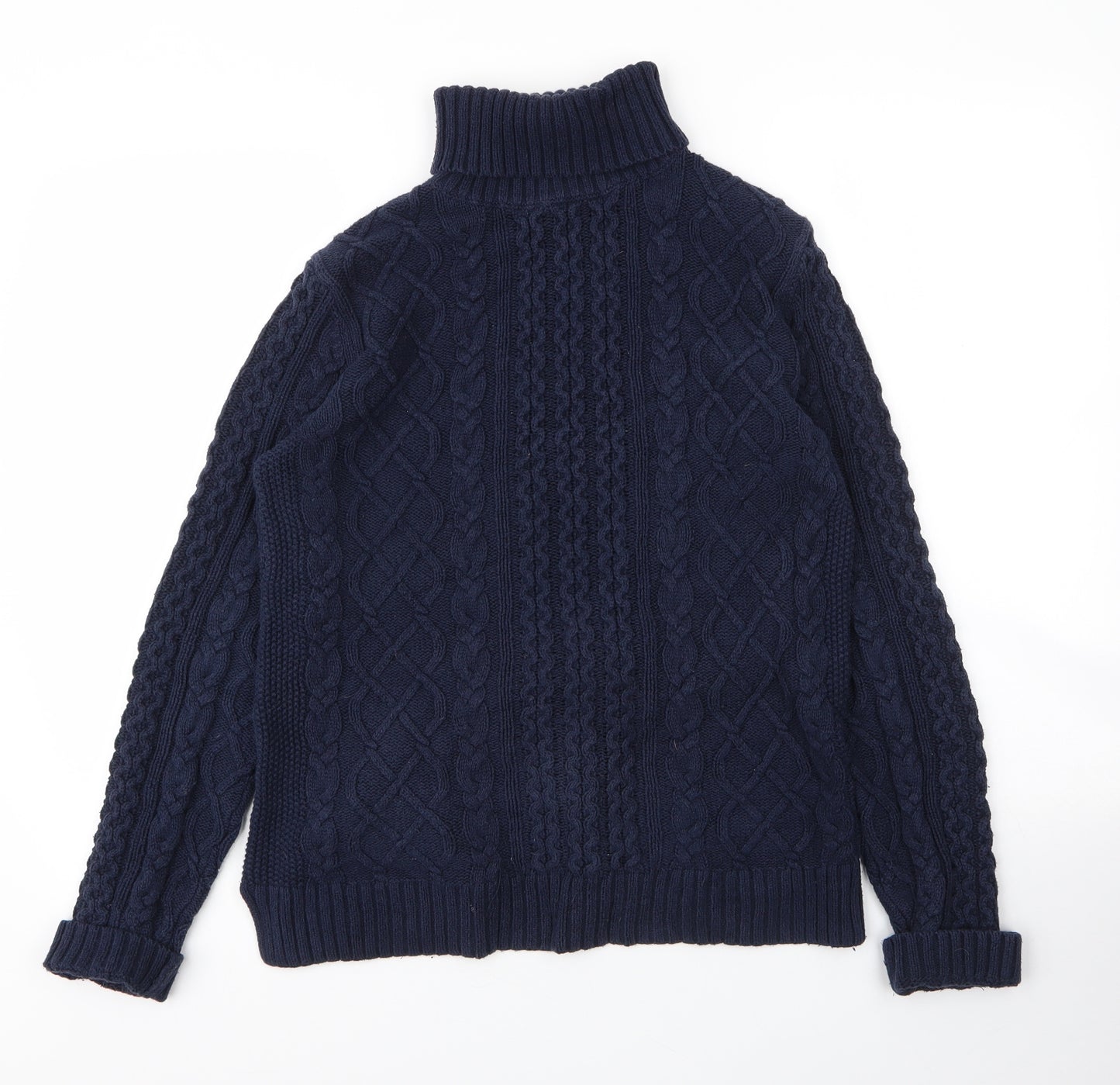 Lands' End Mens Blue Roll Neck  Acrylic Pullover Jumper Size S