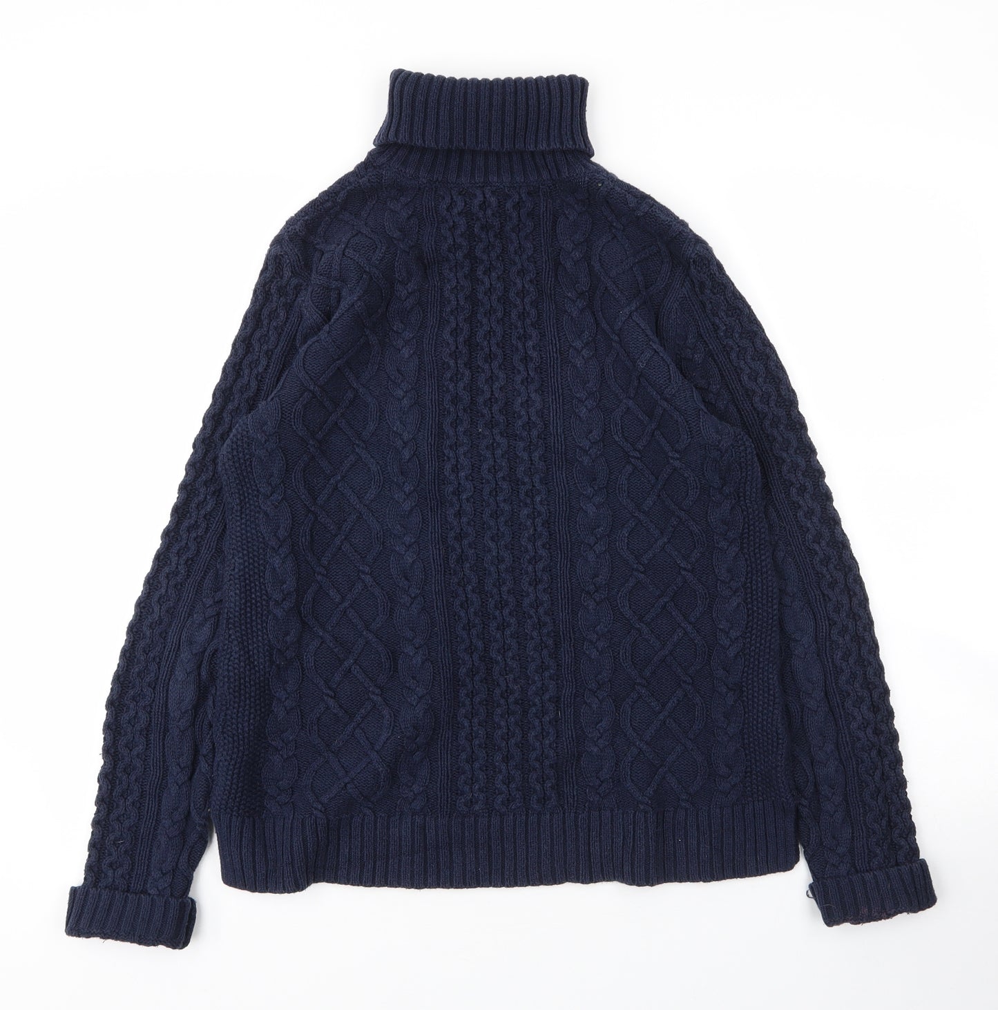 Lands' End Mens Blue Roll Neck  Acrylic Pullover Jumper Size S