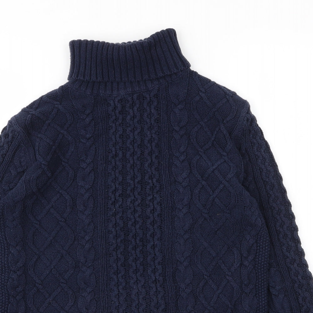 Lands' End Mens Blue Roll Neck  Acrylic Pullover Jumper Size S