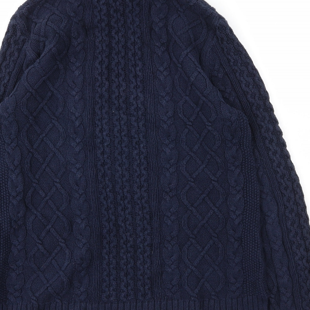 Lands' End Mens Blue Roll Neck  Acrylic Pullover Jumper Size S