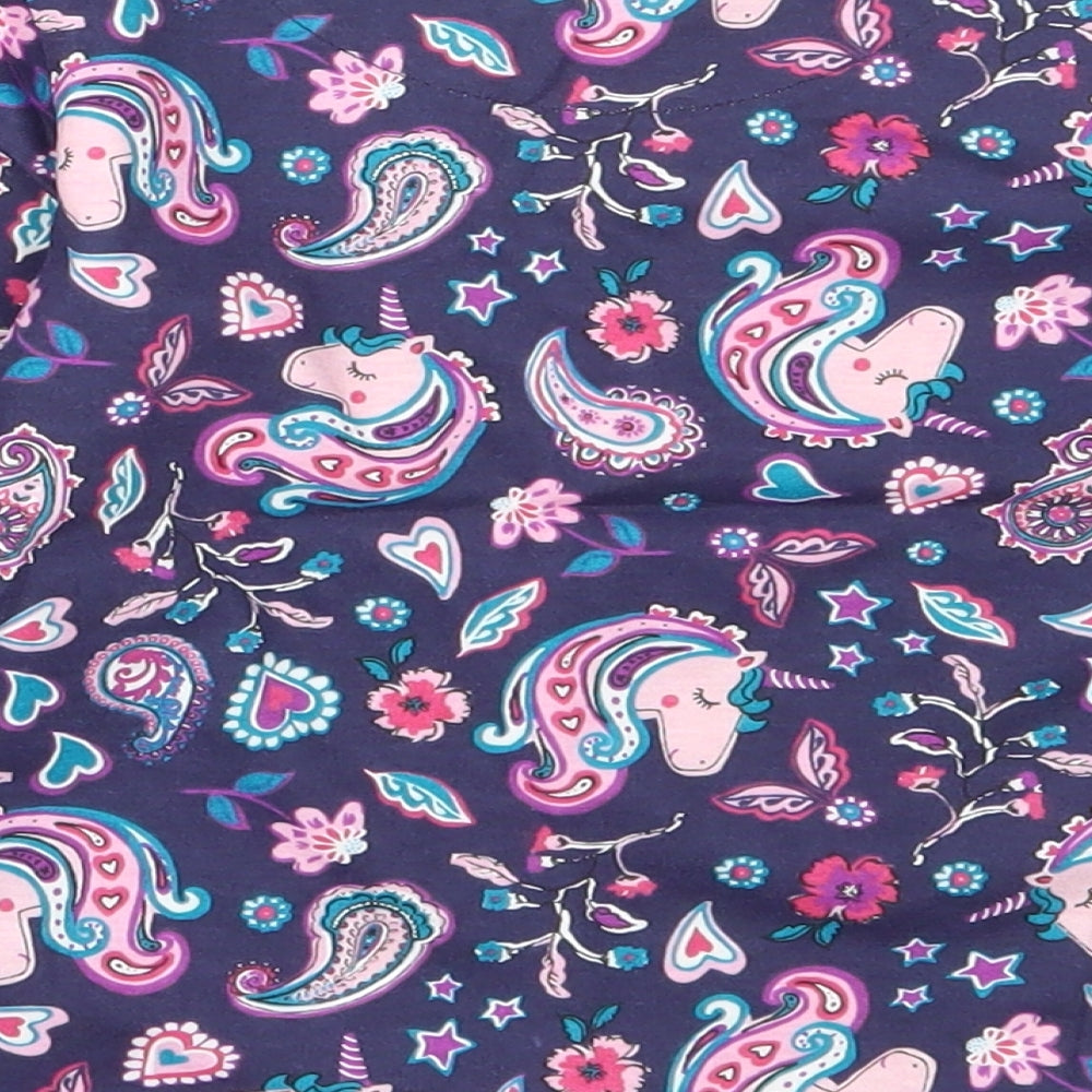 Nutmeg Girls Blue Paisley Cotton Basic T-Shirt Size 4-5 Years Round Neck