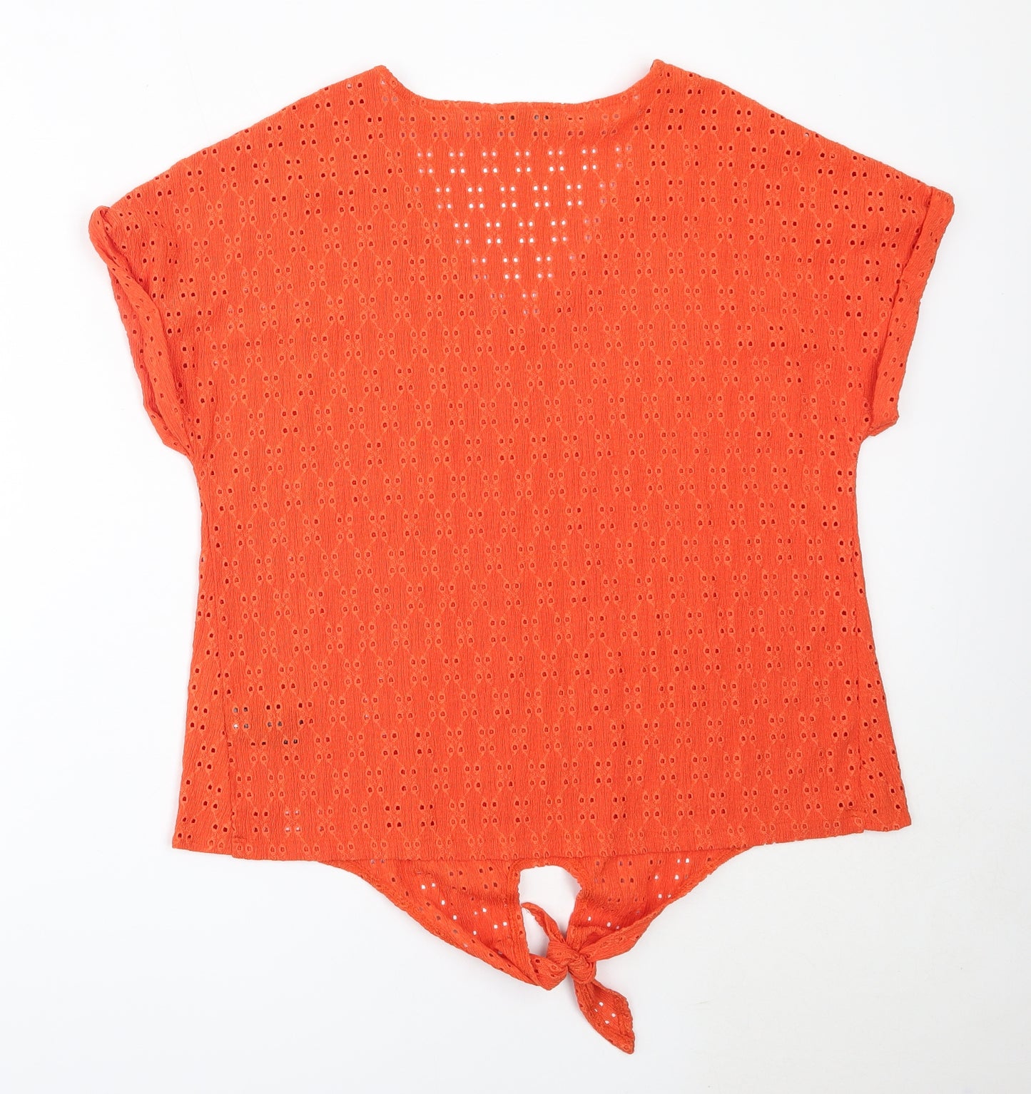 F&F Womens Orange  Polyester Basic Blouse Size 16 V-Neck