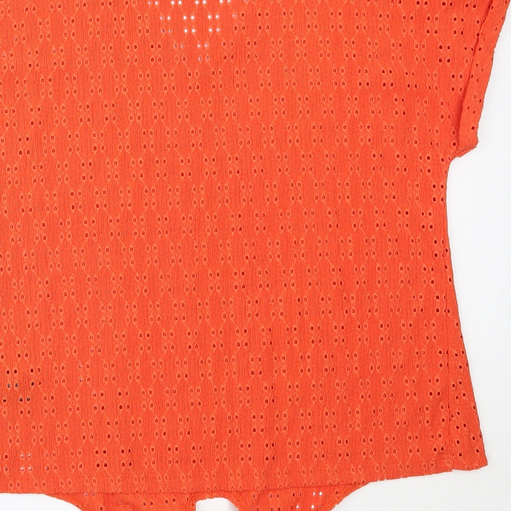 F&F Womens Orange  Polyester Basic Blouse Size 16 V-Neck