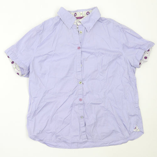Tayberry Womens Purple  Cotton Basic Button-Up Size L Collared